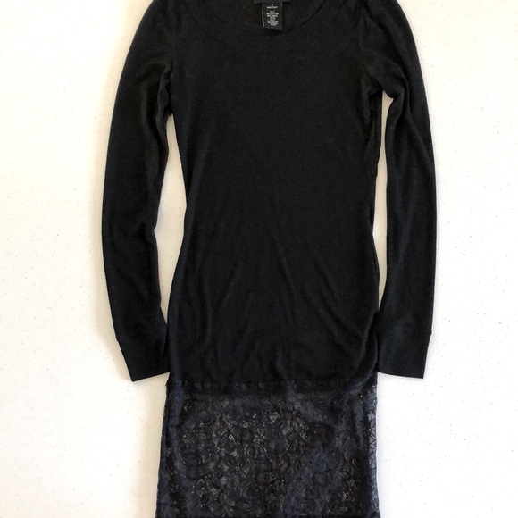 MM Couture black tunic dress with black lace bottom - Picture 1 of 5